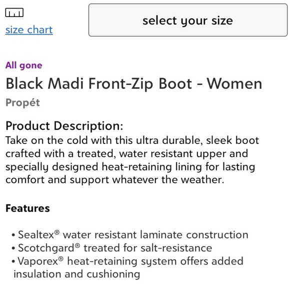 Propet Black Madi Front-Zip Boot Mid-Calf Length Woman’s Size 10 Narrow READ - Picture 7 of 8